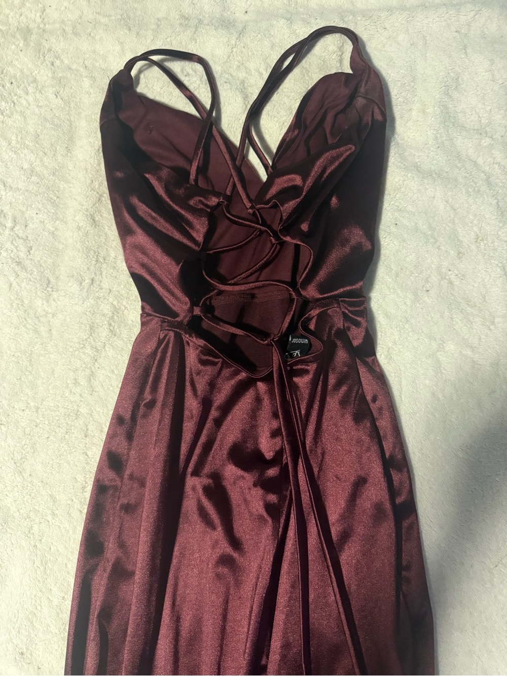 Windsor Burgundy Satin Maxi Dress - Picture 3 of 4